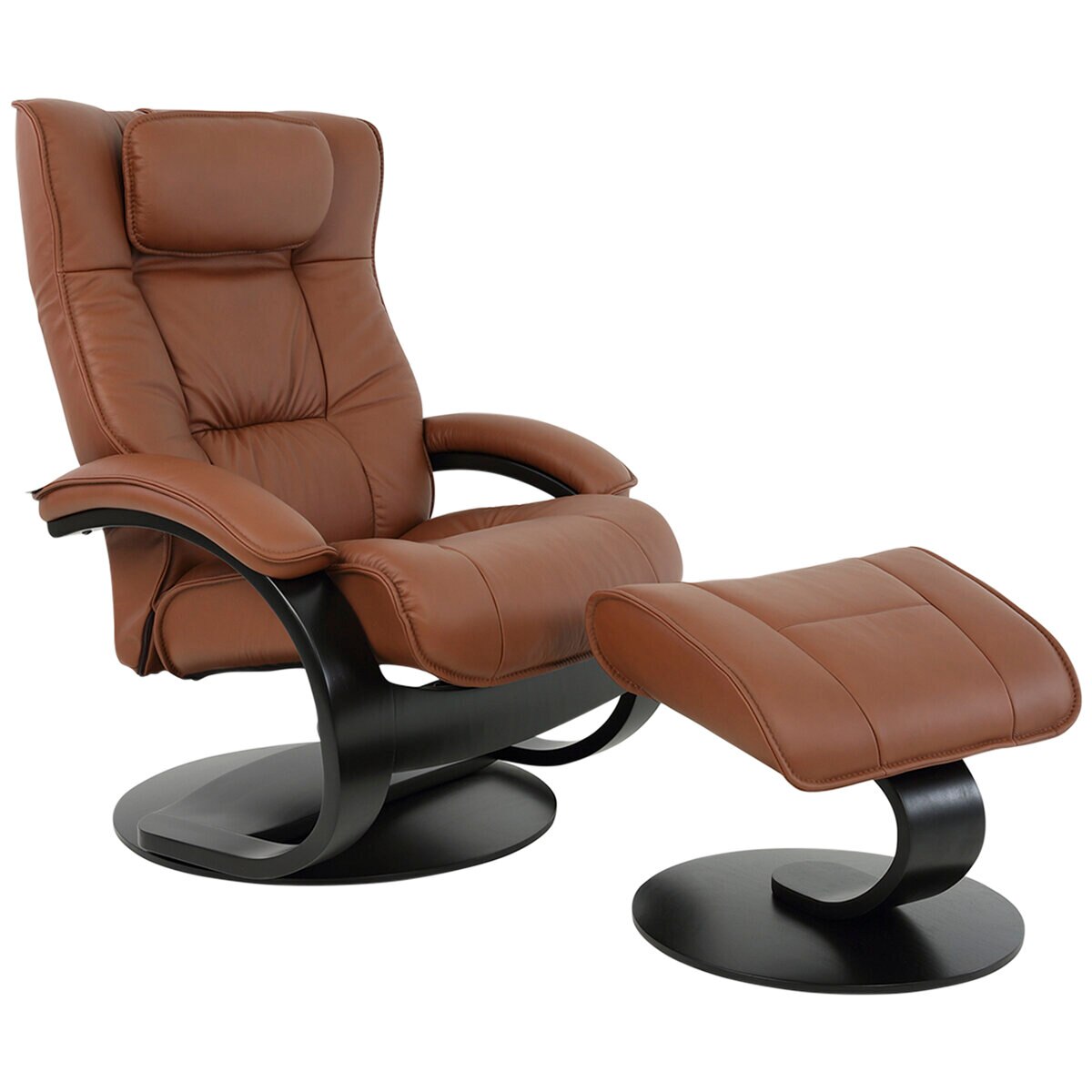 Moran Fjords Regent C-Base Large Chair and Ottoman Tiger Eye