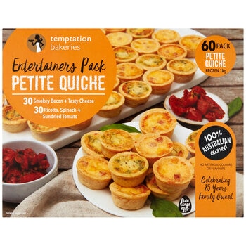 temptation bakeries Petite Quiche 60 Pack 1kg