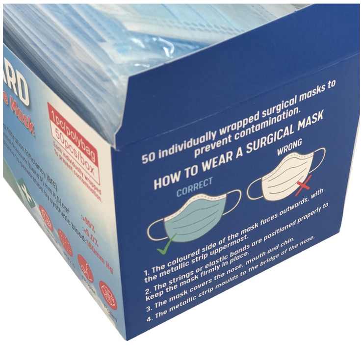 MediHealth Guard Disposable 3ply Surgical Face Mask 50pcs/Box Costco Australia