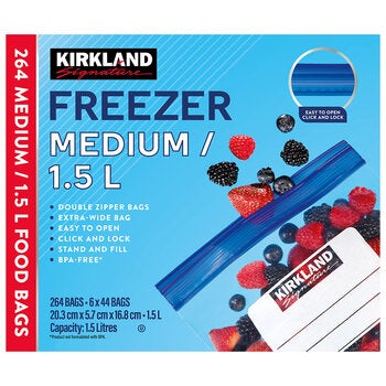 Kirkland Signature Freezer Bags Medium 1.5L Kirkland Signature Freezer Bags Medium 1.5L