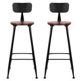 Artiss Vintage Industrial Barstool Walnut 2 Pack