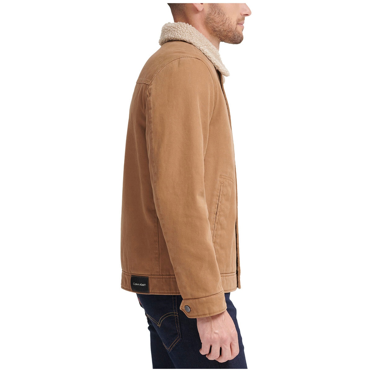 Calvin Klein Canvas Sherpa Jacket Brown