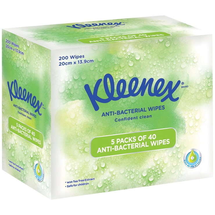 Kleenex AntiBacterial Wipes 5 x 40 Sheets