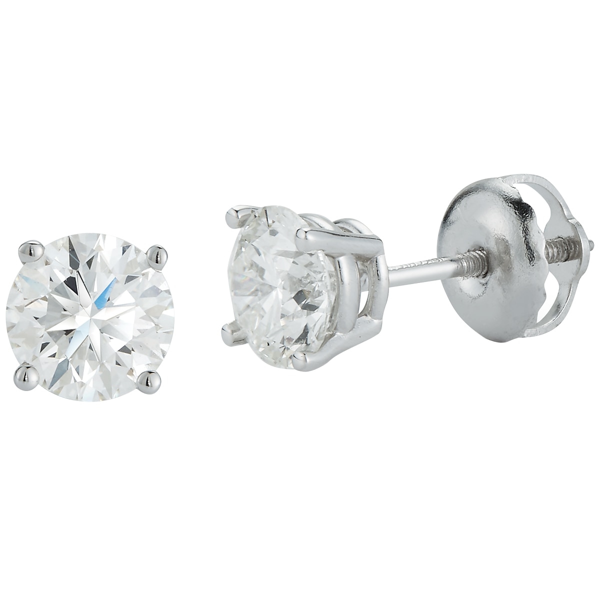 18KT White Gold 1.00ct Round Brilliant Cut Diamond Solitaire Stud