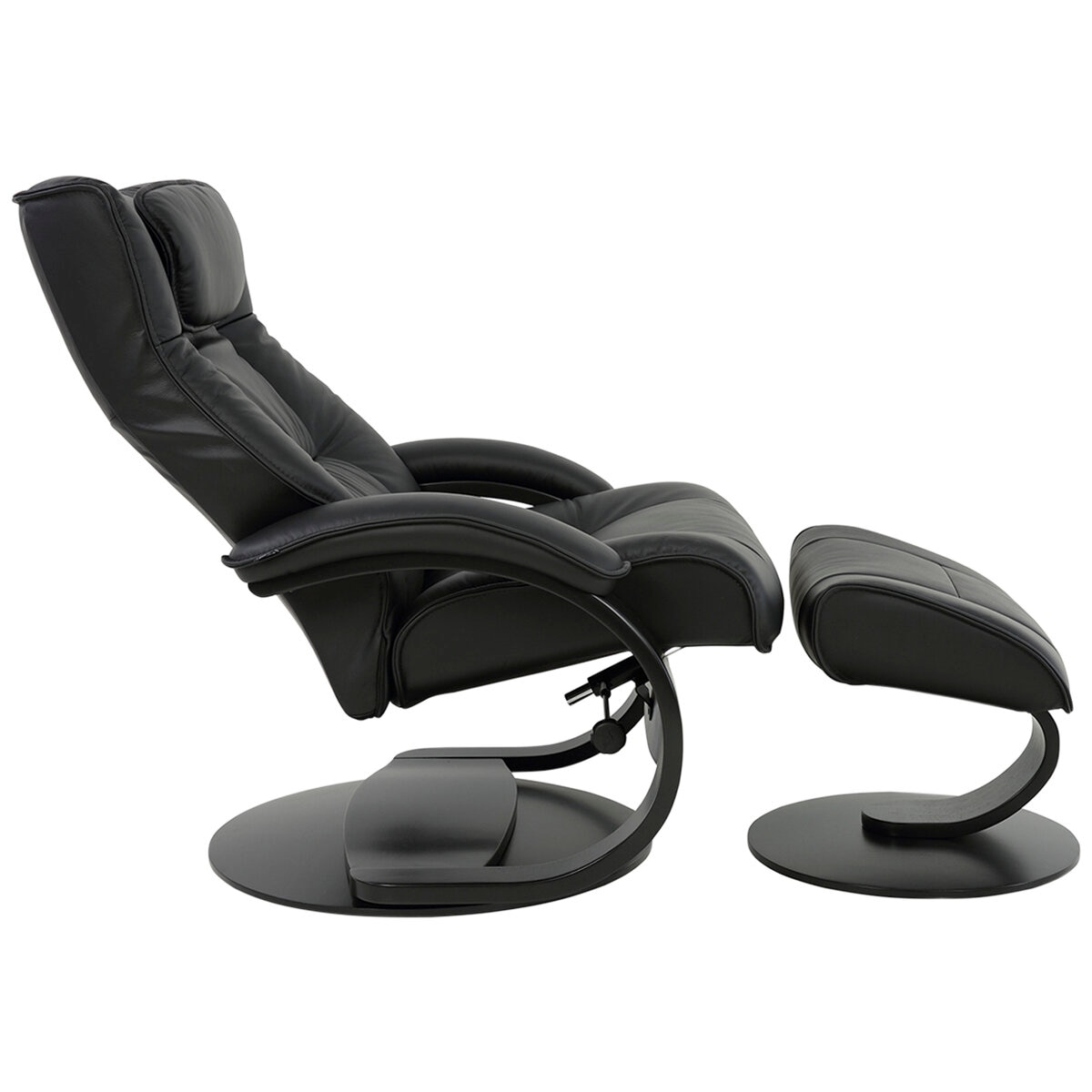 Moran Fjords Regent C-Base Large Chair and Ottoman Black