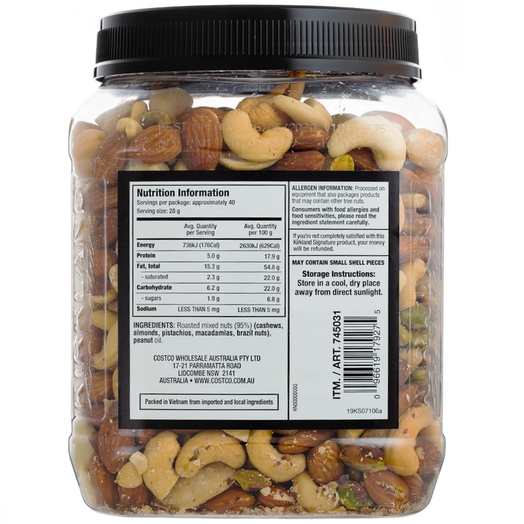 Kirkland Signature Extra Fancy Unsalted Mixed Nuts 1.13kg Costco