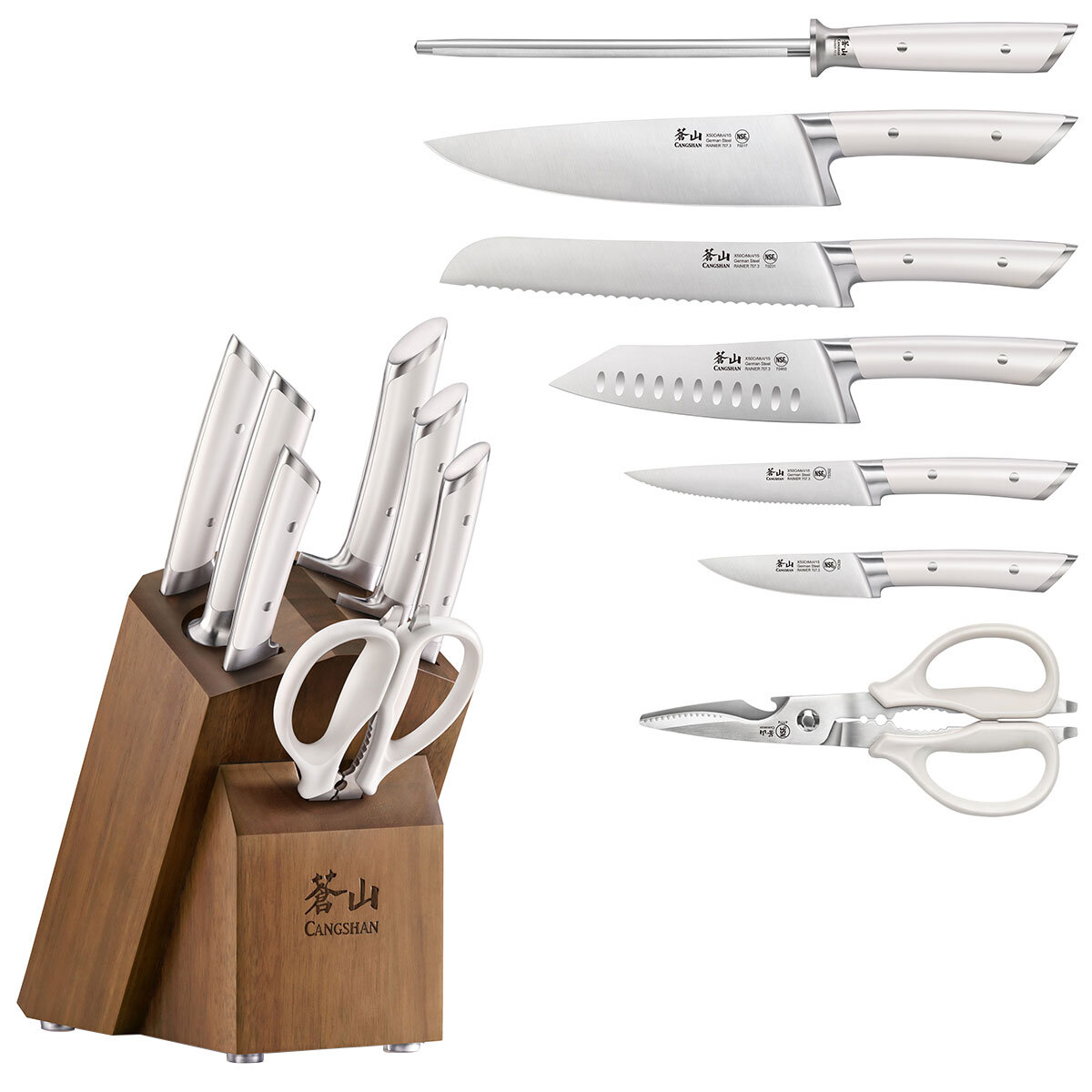 Cangshan Rainer Series Knife Block 8 Piece Set White