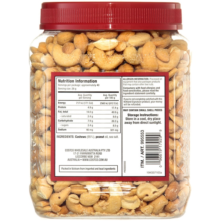 Kirkland Signature Whole Fancy Cashews 2 x 1.13kg Costco Australia