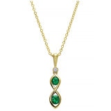 18KT Yellow Gold Lab Emerald and Diamond Pendant