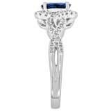 18KT White Gold 0.28ctw Diamond And Oval Sapphire Ring