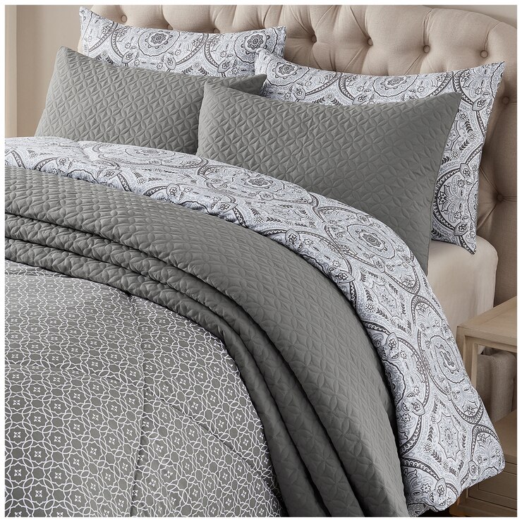 Style Decor Queen Comforter Set 6pc Grey Costco Australia