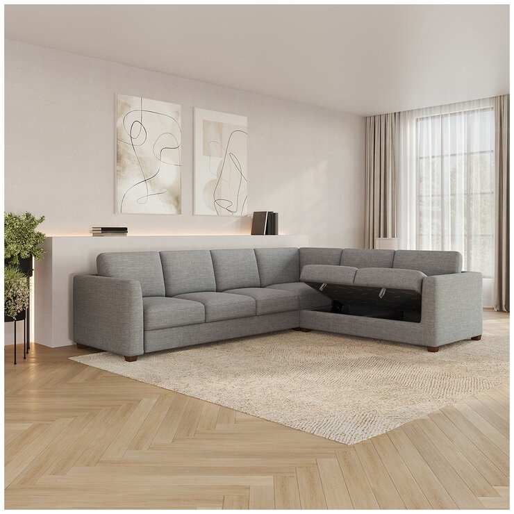 Thomasville 3 Piece Fabric Convertible Sectional With Storage Seat