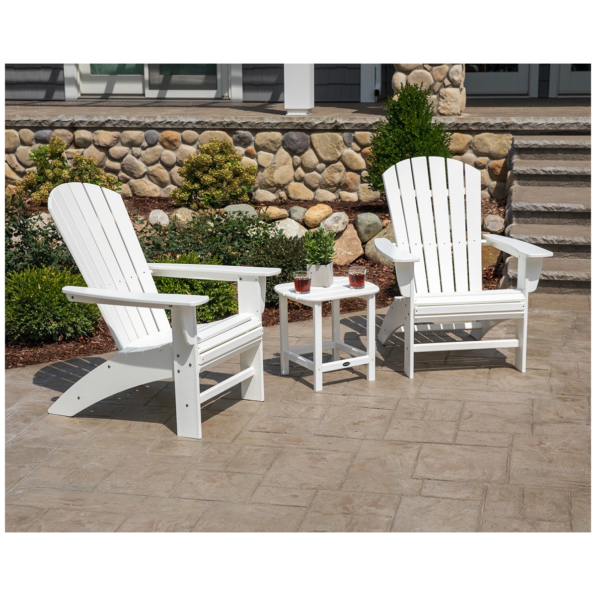 Portside 3-Piece Shellback Adirondack Set in White