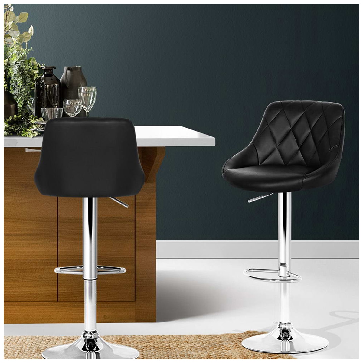 Artiss Black Gaslift Swivel Barstool 2 pack