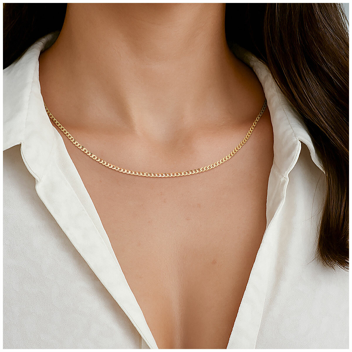 18KT Yellow Gold Diamond Cut Flat Curb Chain