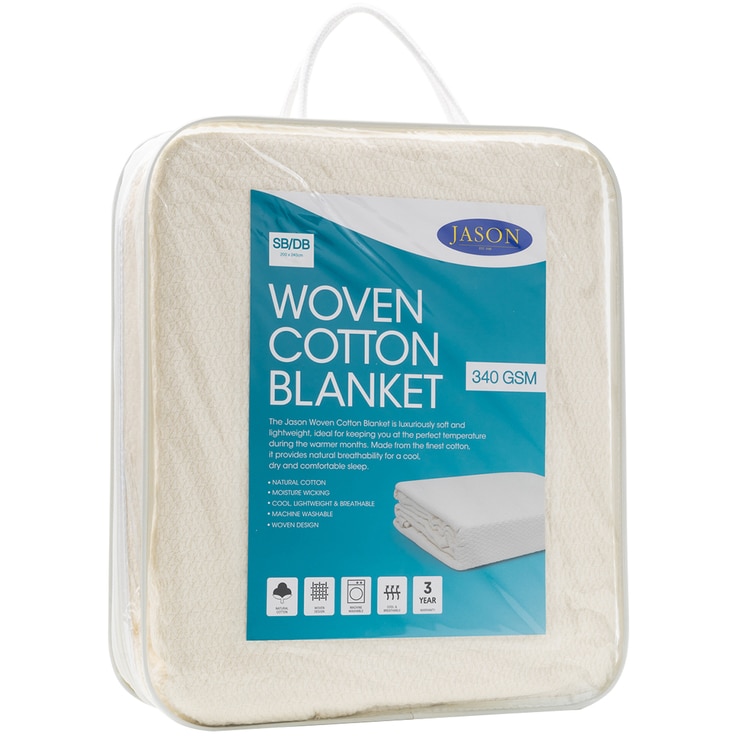 Jason Jacquard Cotton Blanket Single/Double Bed Natural Costco Australia