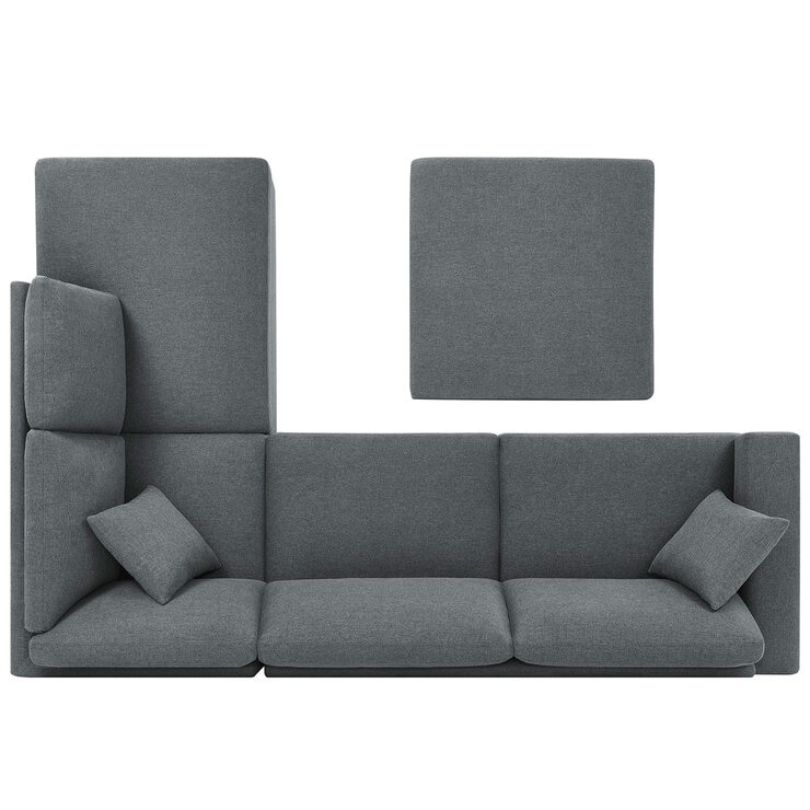 Thomasville 3 PC Fabric Sectional With Storage Ottoman