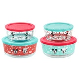 Pyrex Holiday Glass Storage 8 Piece Set Mickey and Minnie