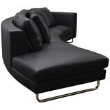 Moran Arcadia Extended Leather Chaise Sofa Onyx