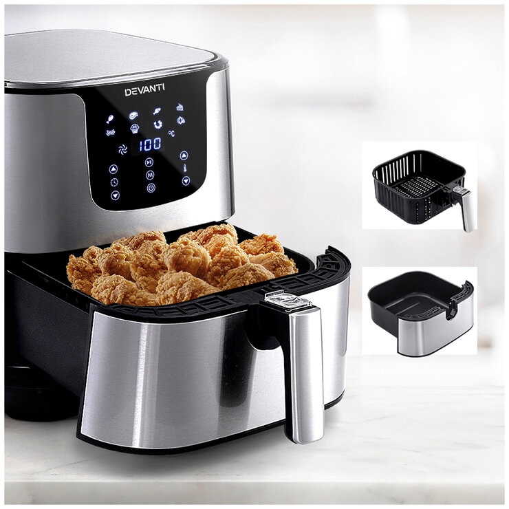 Devanti 7L Digital Air Fryer, Silver Devanti 7L Digital Air Fryer, Silver