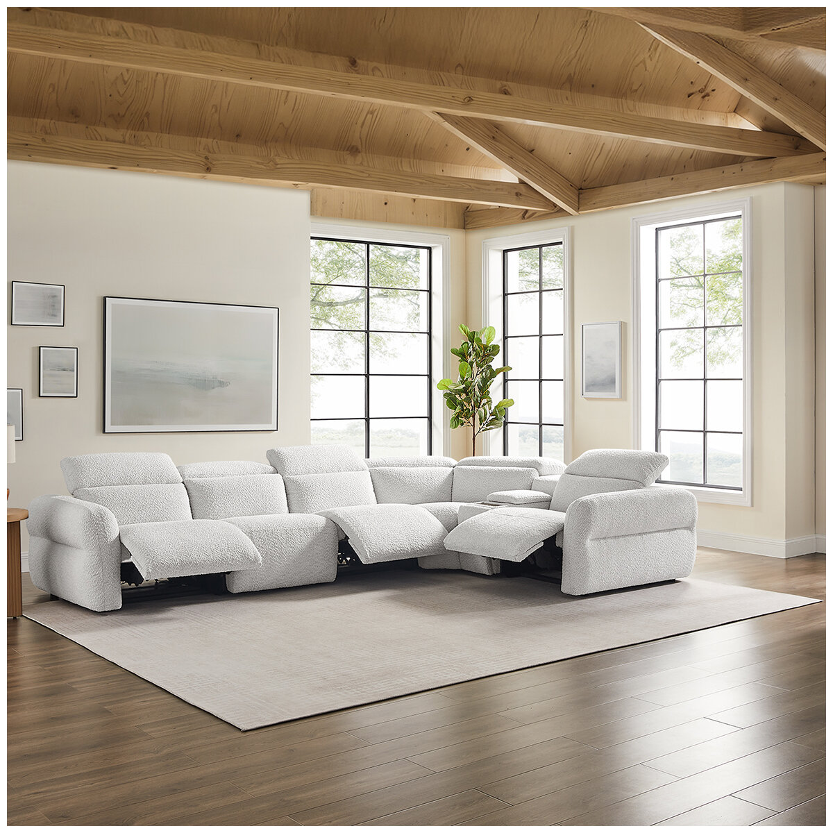 Aiden & Ivy Fabric Power Reclining Sectional With Power Headrests
