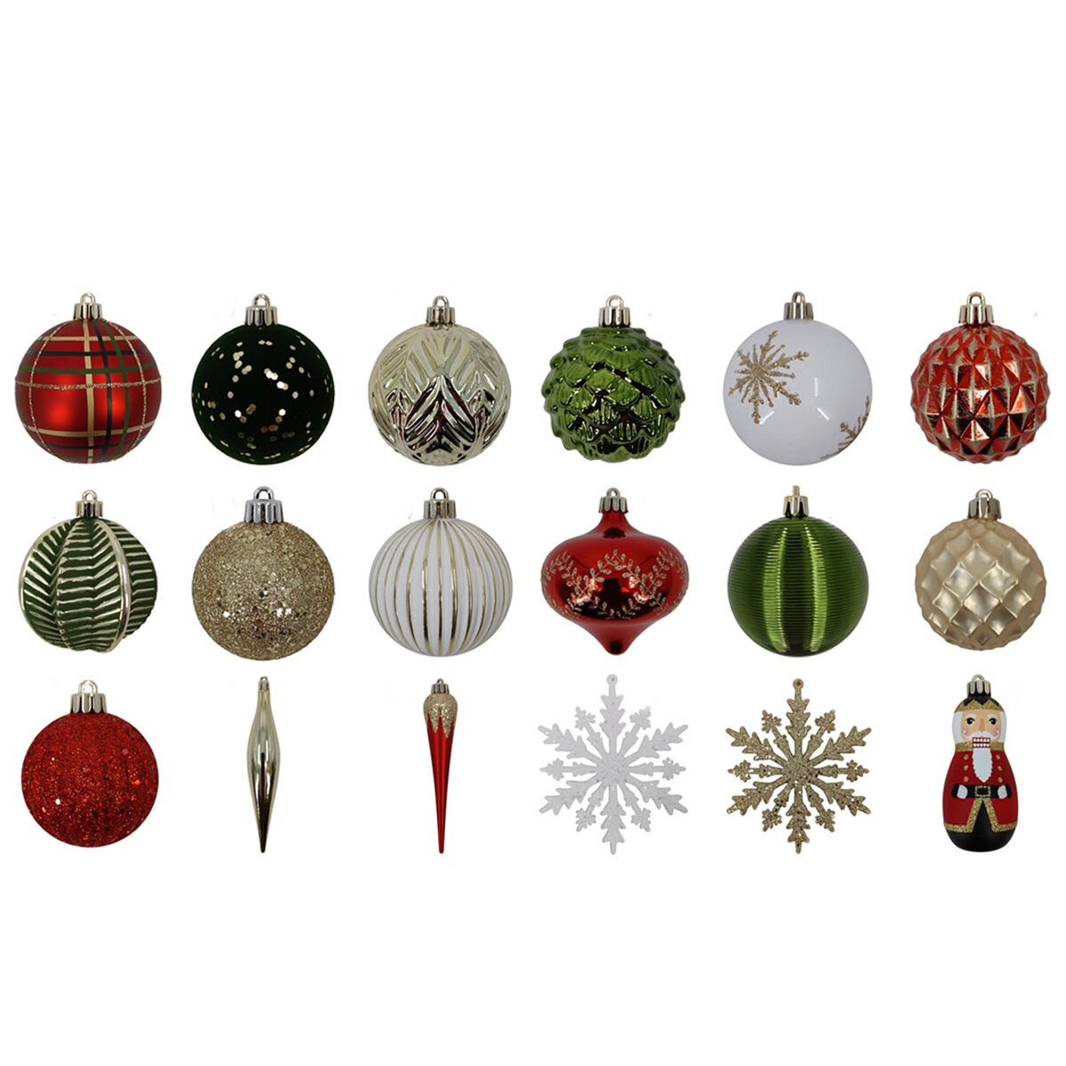 CGH Holiday Ornament Assortment 80 Piece Set Red And Green CGH Holiday Ornament Assortment 80 Piece Set Red And Green