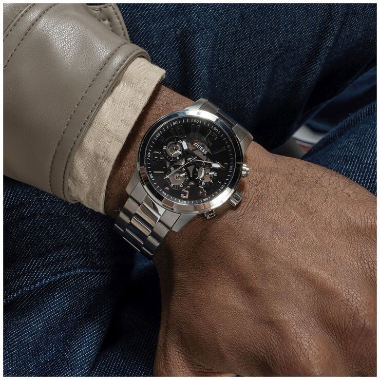 GUESS Parker Silver Tone Multifunction Men's Watch