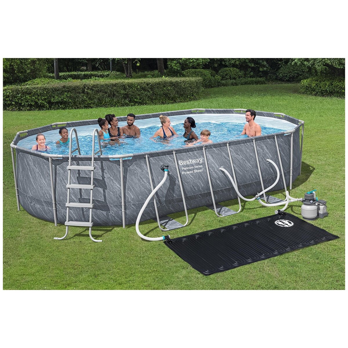 Bestway Platinum Series Power Steel 6.10m x 3.66m x 1.22m Above Ground Pool Set/