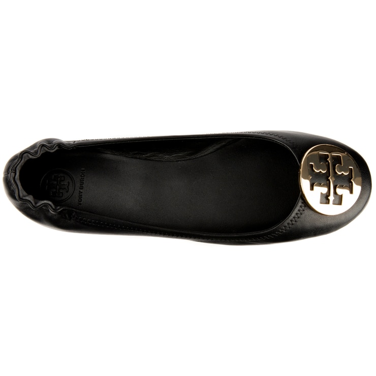 Tory Burch Minnie Travel Logo Ballerina Flats - Black Gold Tory Burch Minnie Travel Logo Ballerina Flats - Black Gold
