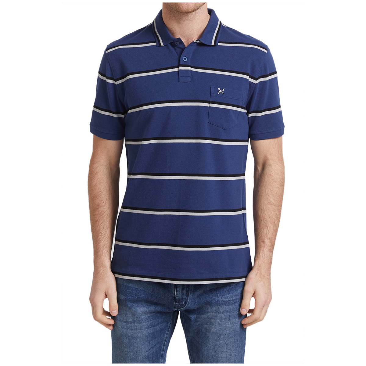 Sportscraft Men's Cotton Polo Shirt Navy Stripe | Costco ...