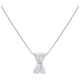 18KT White Gold 0.18ctw Round Diamond 'X' Pendant 18 Inch Chain