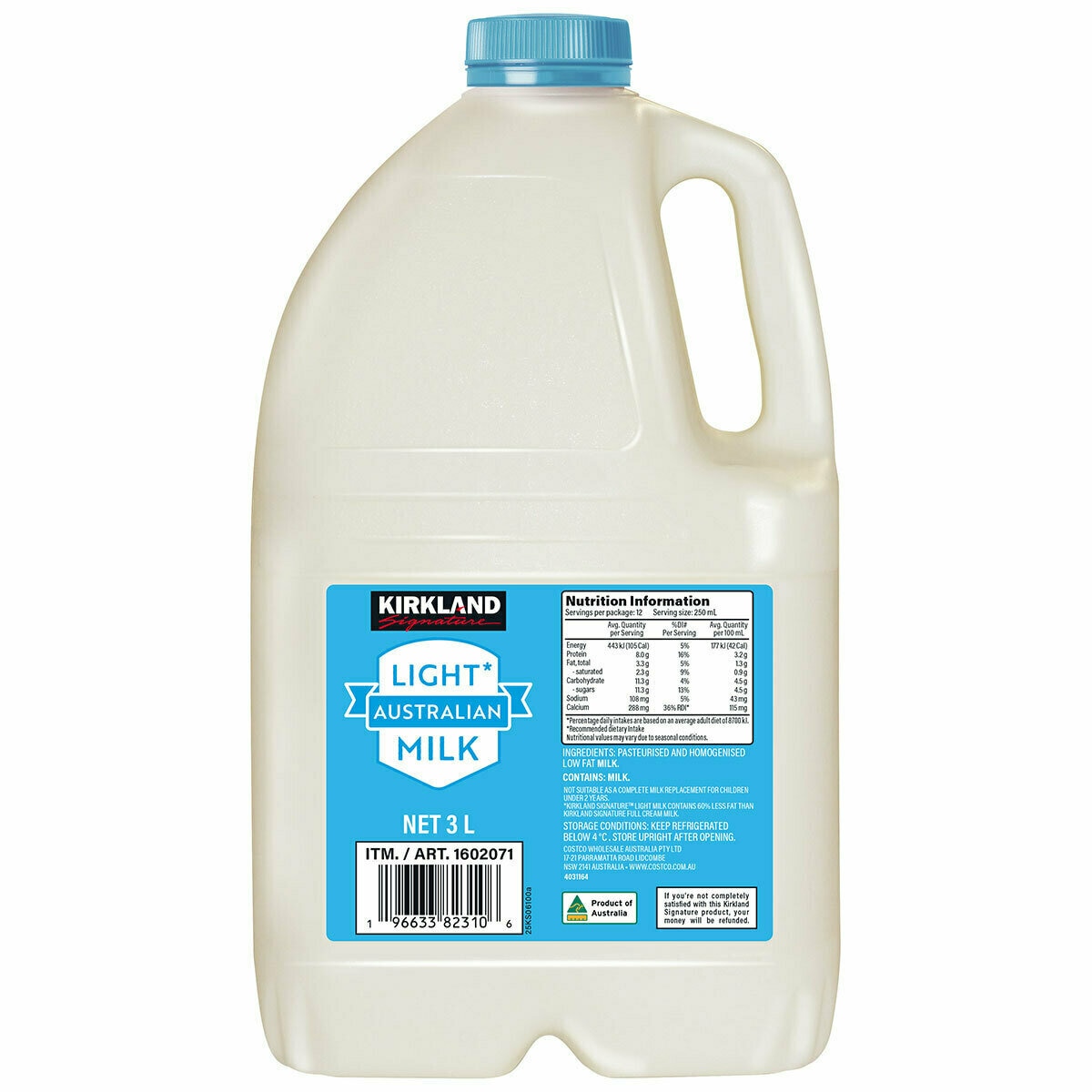 Kirkland Signature Light Milk 3L