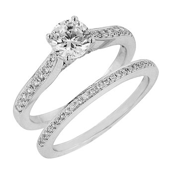 18KT White Gold 1.25ctw Round Diamond Bridal Ring Set