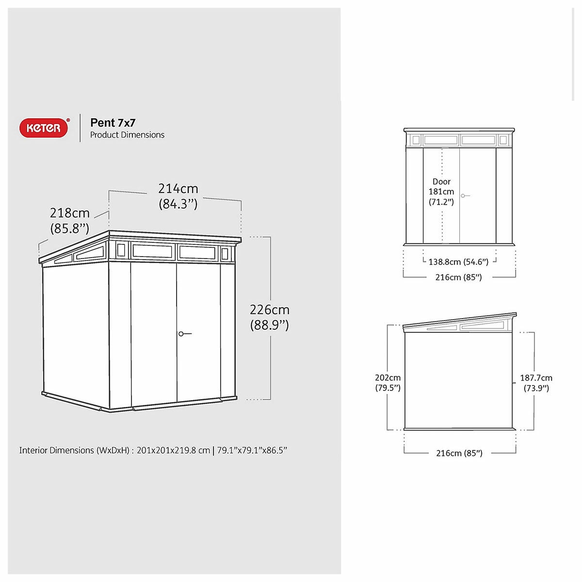 Keter Signature Pent Shed 2.2M x 2.2M