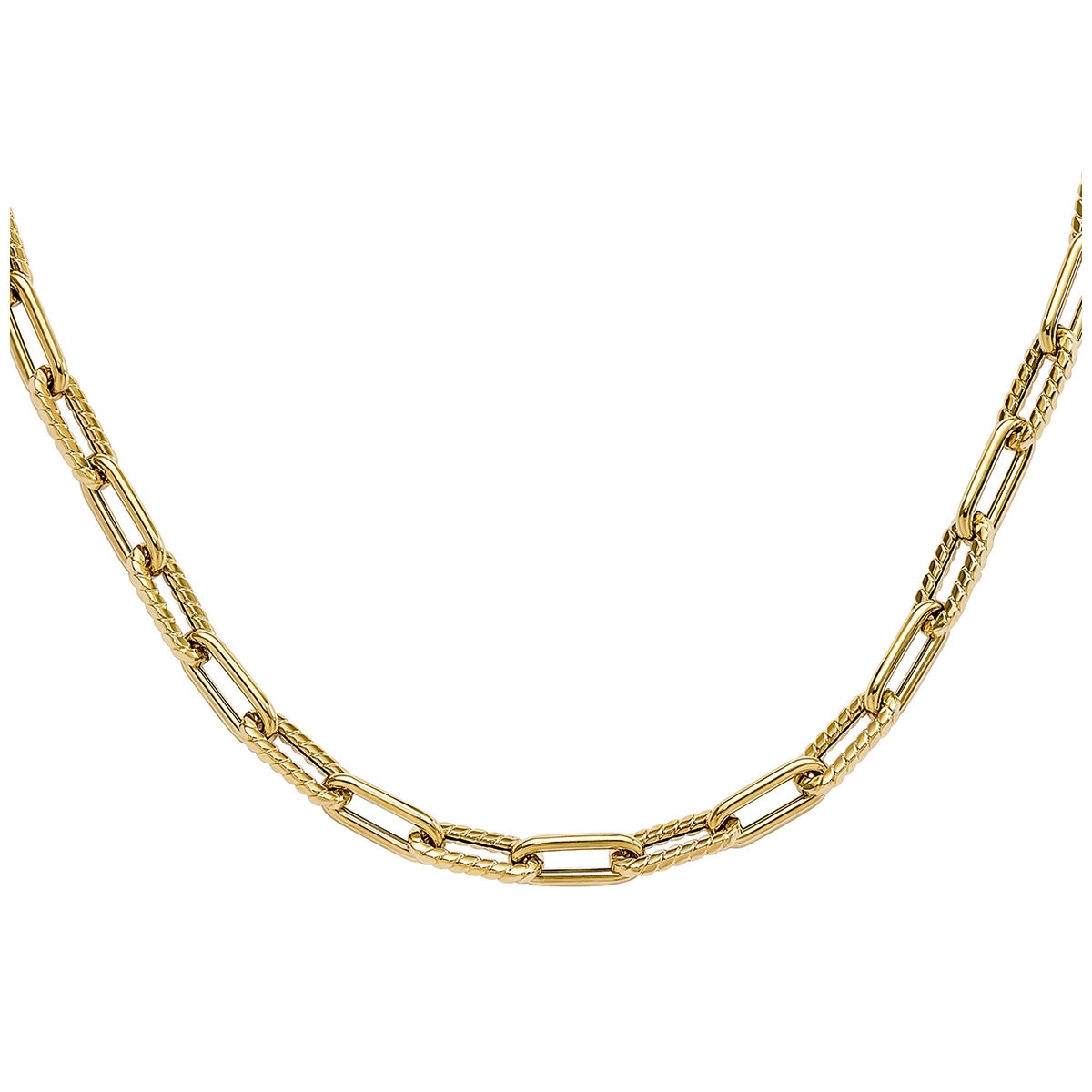 14KT Yellow Gold Twisted Paperclip Necklace 18 Inch