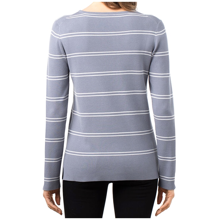 Kirkland Signature Women's Crew Neck Sweater Charcoal/Ivory | Costco ...