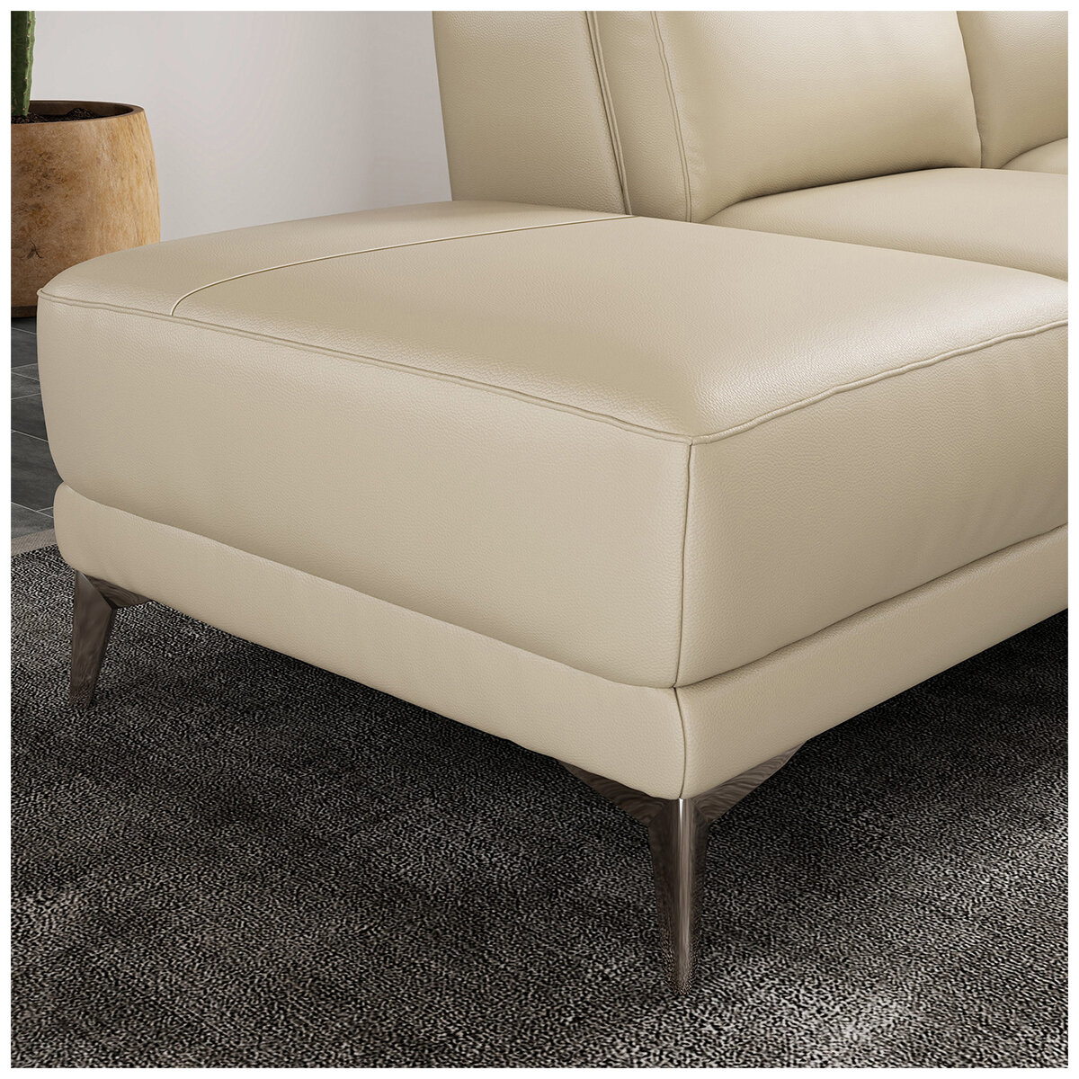 Valencia Pista Leather Reclining Sectional Lounge Left Chaise Beige Colour