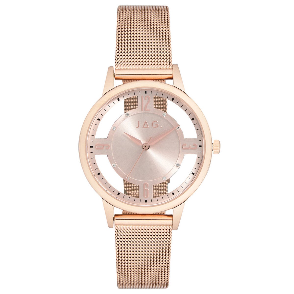 JAG Como Rose Gold Stainless Steel Mesh Bracelet Women's Watch J2704A JAG Como Rose Gold Stainless Steel Mesh Bracelet Women's Watch J2704A