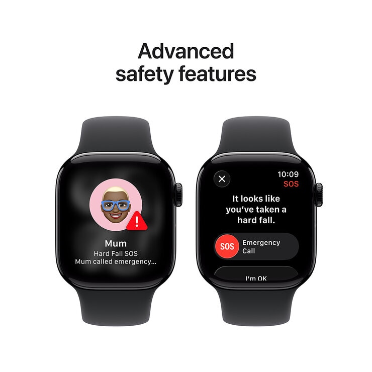 Apple Watch Series 11 GPS + Cellular 46mm Jet Black Aluminium Case with Black Sport Band - S/M