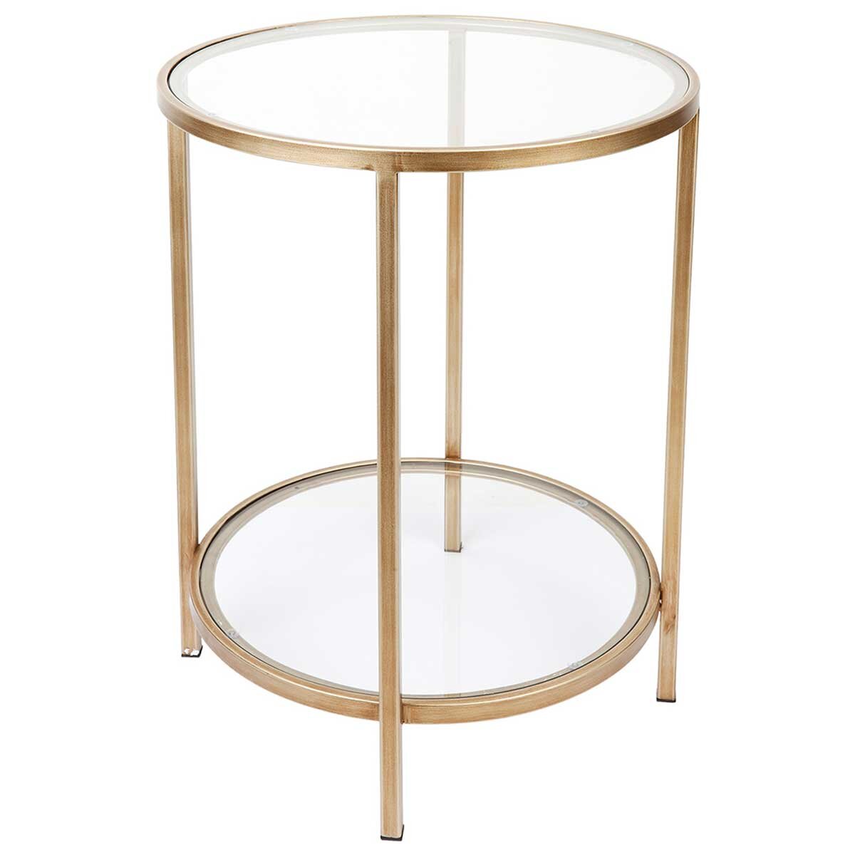 CAFE LIGHTING & LIVING Cocktail Glass Round Side Table Antique Gold