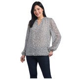 Hilary Radley Women's Long Sleeve Blouse White Black Hilary Radley Women's Long Sleeve Blouse White Black