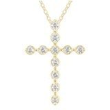 18KT Yellow Gold 0.50ctw Round Diamond Cross Pendant