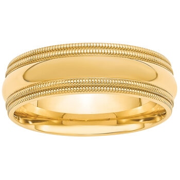 14KT Yellow Gold Men's 7mm Milgrain Wedding Band