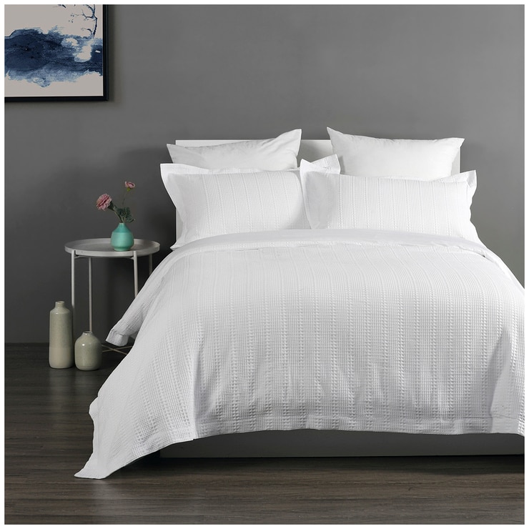 Onkaparinga Yarra Waffle King Bed Quilt Cover Set White Costco Australia