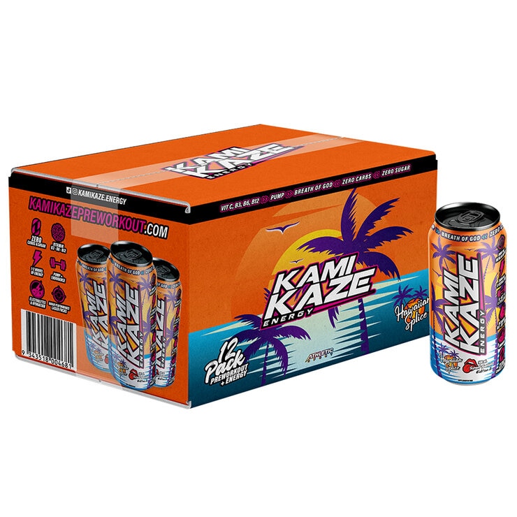 Kamikaze Pre-Workout Energy 12 x 500ml Hawaiian Splice
