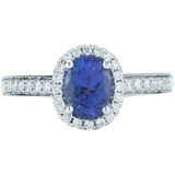 0.42ctw Diamond with Blue Sapphire Oval Ring