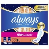 Always Ultra Thin Overnight Pad With Wings 76 Pack