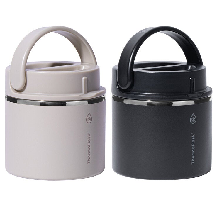 ThermoFlask 590ml Insulated Food Jar 2 Pack Sand and Black