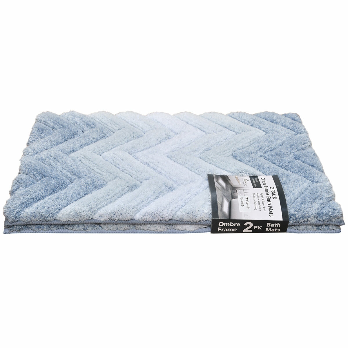 Riviera Homes Chevron Bath Mat 2 Pack New Blue
