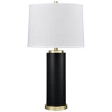 Bridgeport Designs Black Metal Cylinder Table Lamp Black and Honey Brass